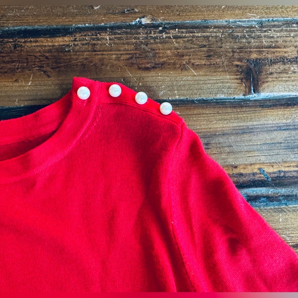 Red Sweater with Pearl Shoulder - Picture 6 of 6